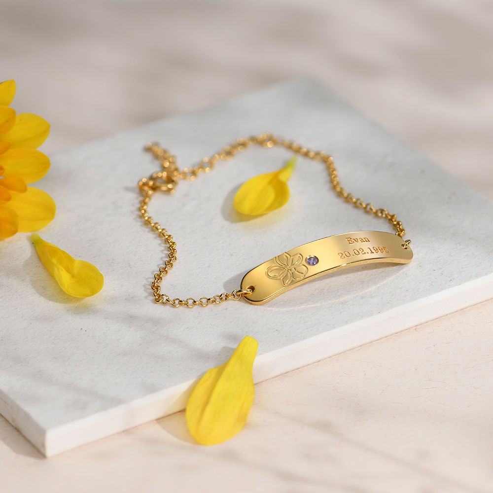 Blossom birth flower bracelet with birthstone