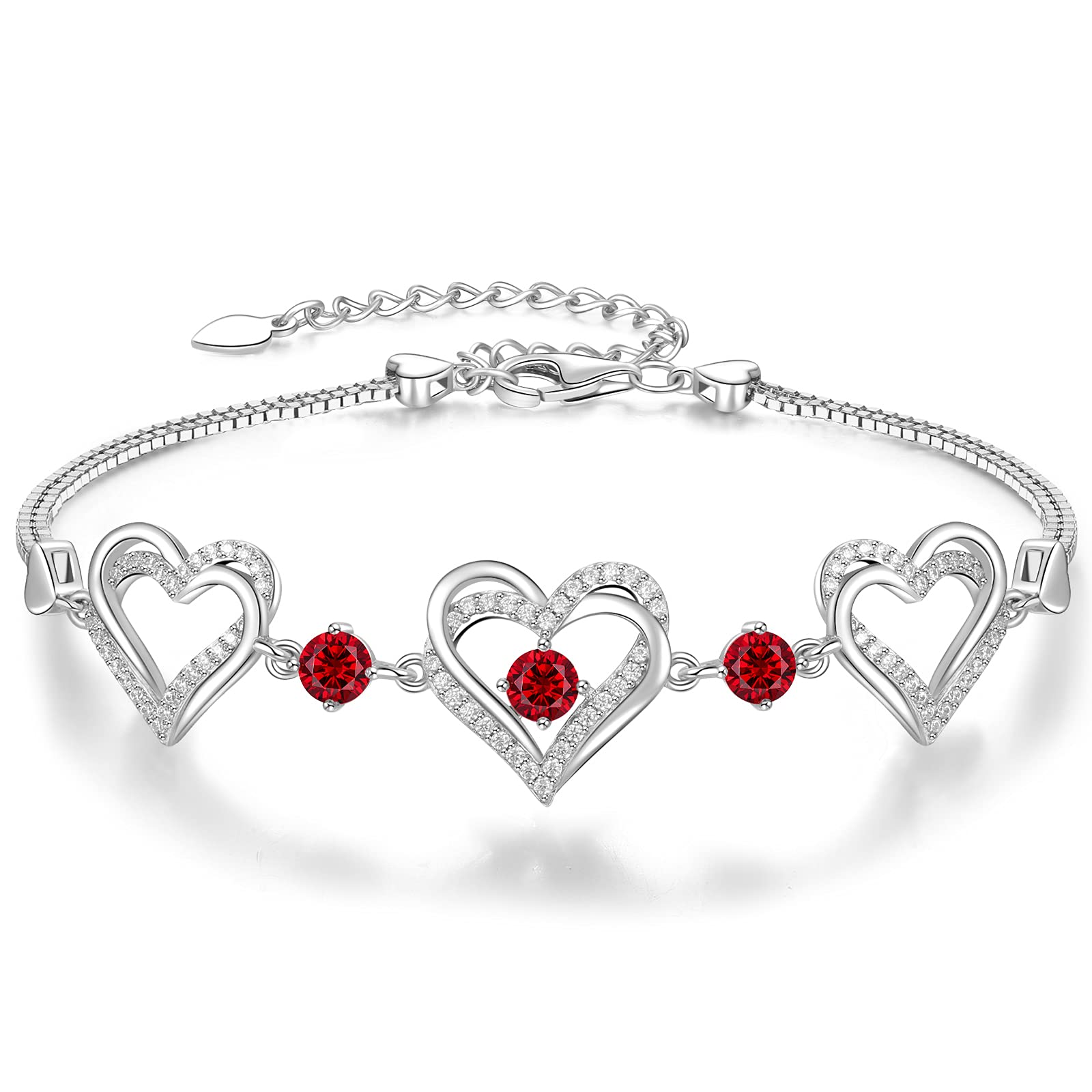Customizable Birthstone Bracelet with Adjustable Center Buckle. For Mom, Wife, Daughter